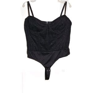Johnny Wujek Black Lace Corset Bustier Women's Sz 18 PL Bodysuit Festival Party